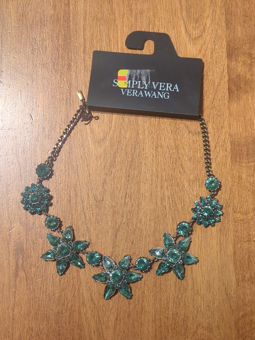 Simply Vera Vera Wang Emerald Green Crystal Floral Necklace